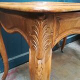 Louis XV style flat desk in walnut and leather