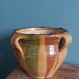 Provençal flower pot planter cache pot in glazed terracotta