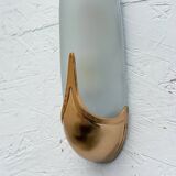 Pair of brass and opaline wall lights, Italy 1980.