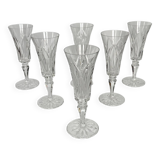 6 Saint-Louis Crystal Champagne Flutes | Camargue Model | 20th Century