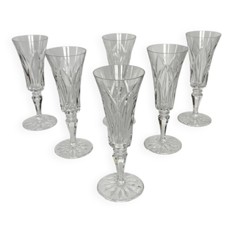 6 Saint-Louis Crystal Champagne Flutes | Camargue Model | 20th Century