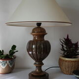 Pied de lampe balustre en onyx brun