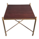 Neoclassical side table in gilded brass and solid mahogany top 1950/1960.