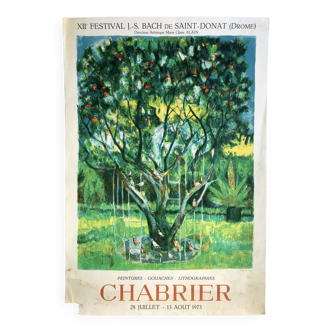 Nathalie chabrier, 12th js bach festival in saint-donat, 1973. original lithograph poster