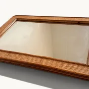 1970s Mid-Century Rattan and Pencil Reed Large Mirror, Spain