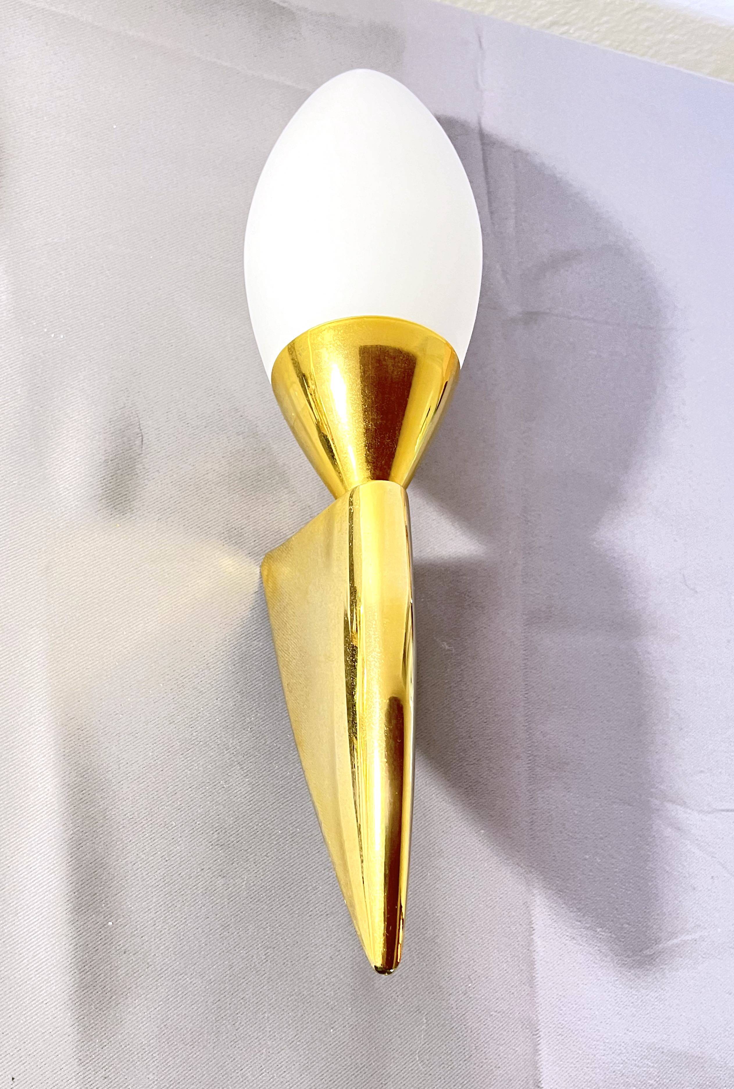 Pair of Brass and Murano Glass Wall Lights, Italy 1980s