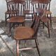 Antique set of 6 farmhouse patinated oak dining chairs, 19th century