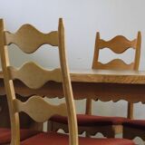 Vintage 1960s Danish Brutalist Ladderback Light Oak Chairs style of Kjærnulf