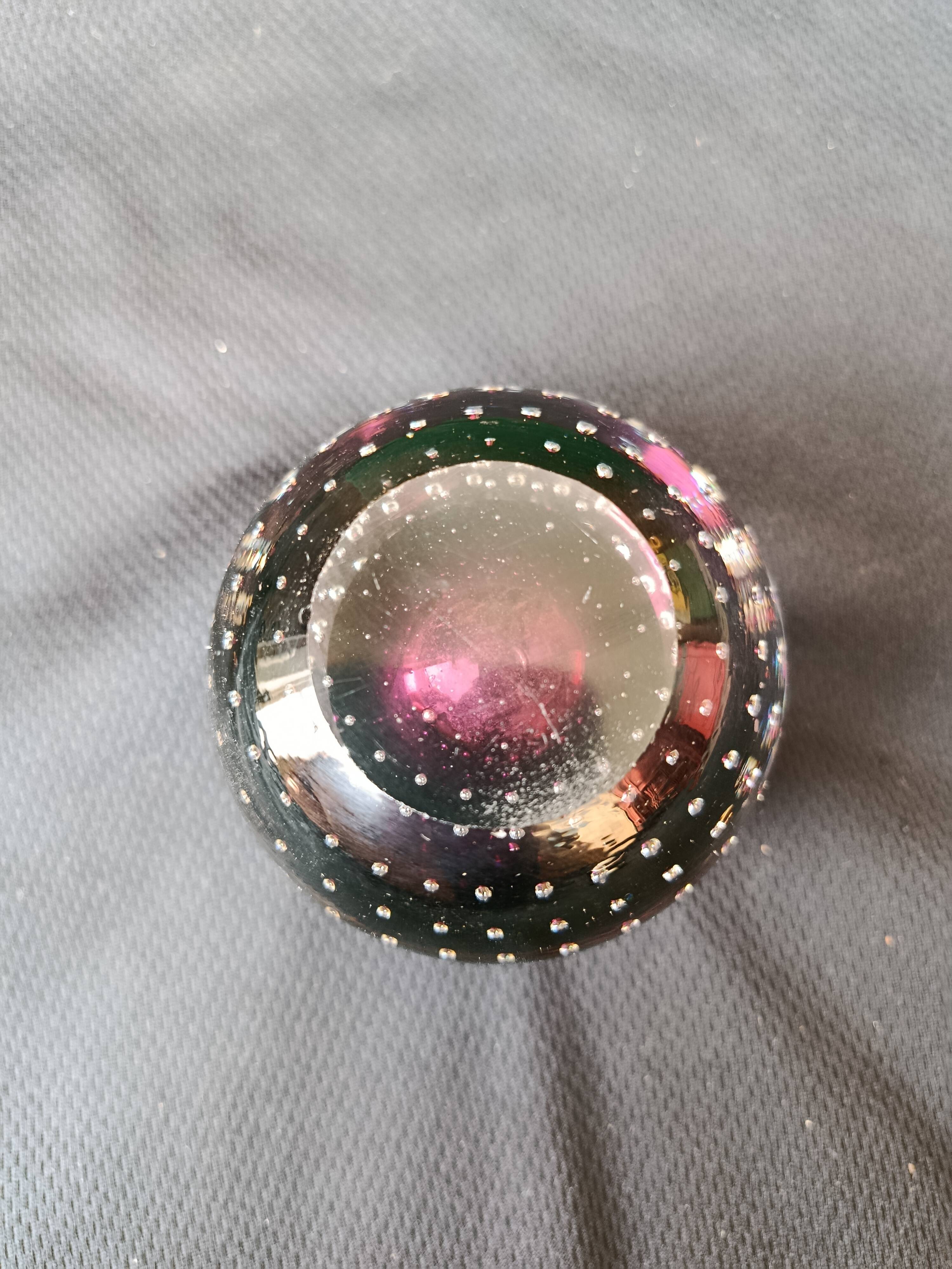 Small purple bubble glass candlestick