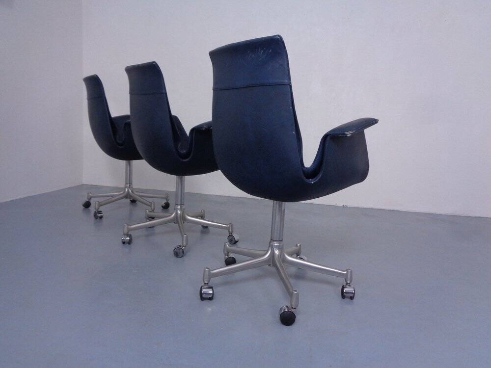 Model 6727 Bird Chairs by Preben Fabricius & Jørgen Kastholm for Kill International, 1960s, Set of 3
