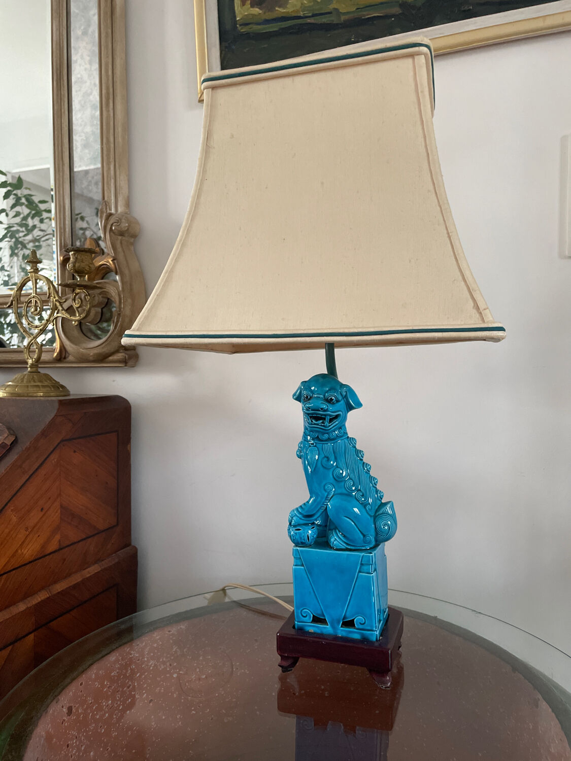 Lampe vintage céramique Hollywood Regency
