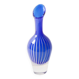 Vase d'art bleu à rayures, rare et de collection, Jan Johansson, Suède, 1975