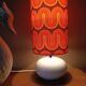 Two lamps with a seventies psychedelic wave print.