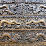Antique 19th-century Chinese secretary with dragon woodcarving