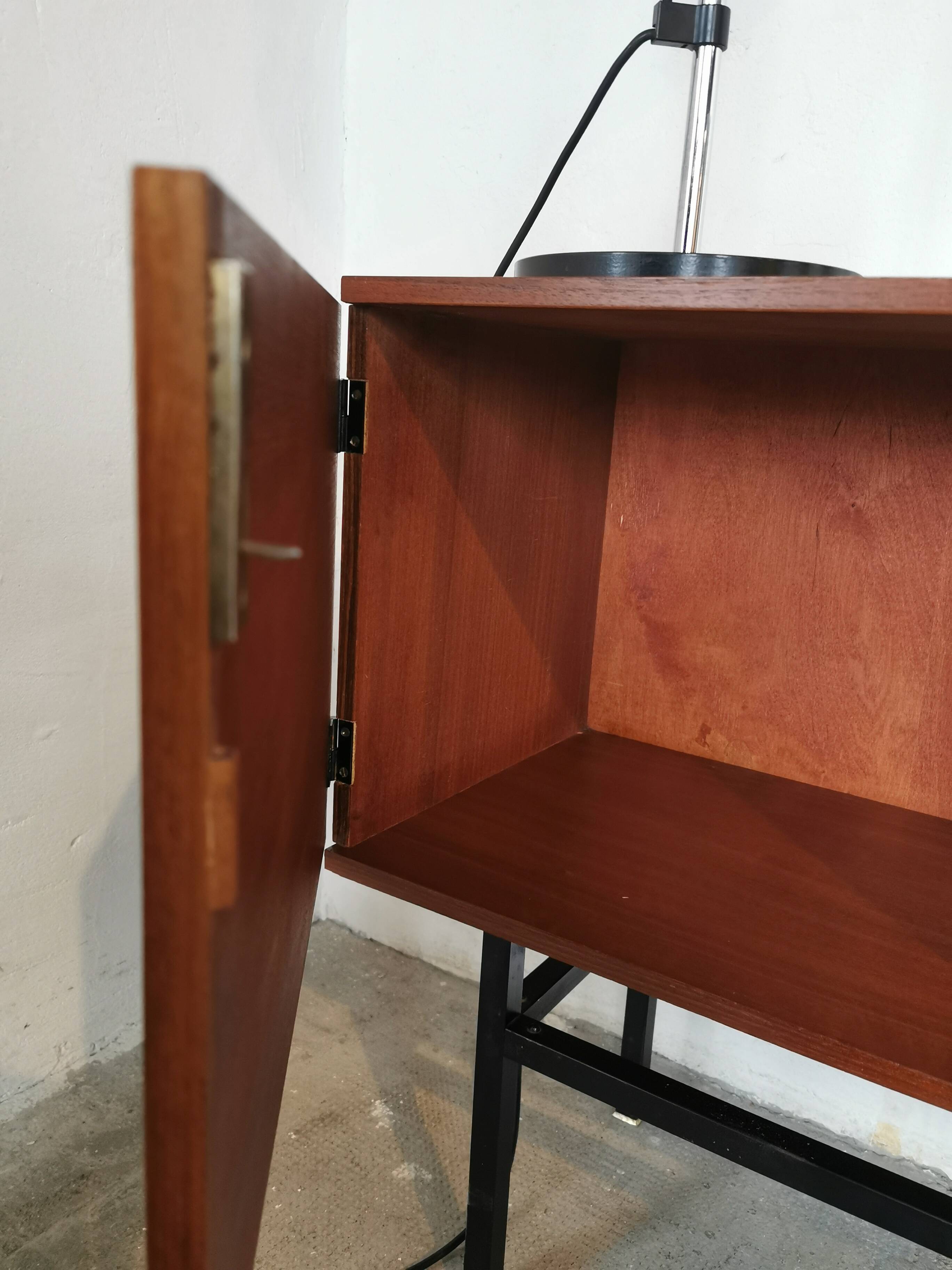 Small teak and metal sideboard, 70s