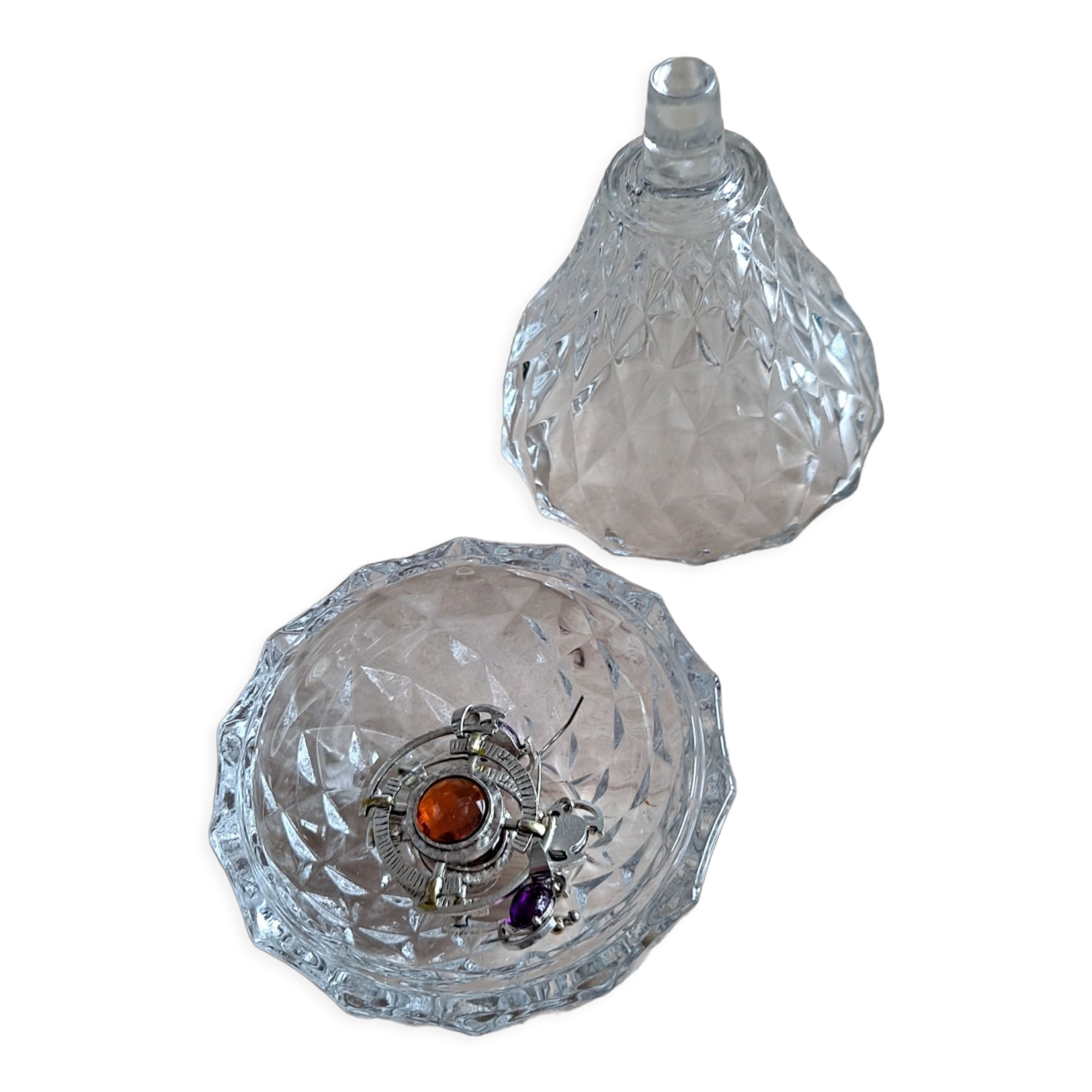 Glass pear candy box