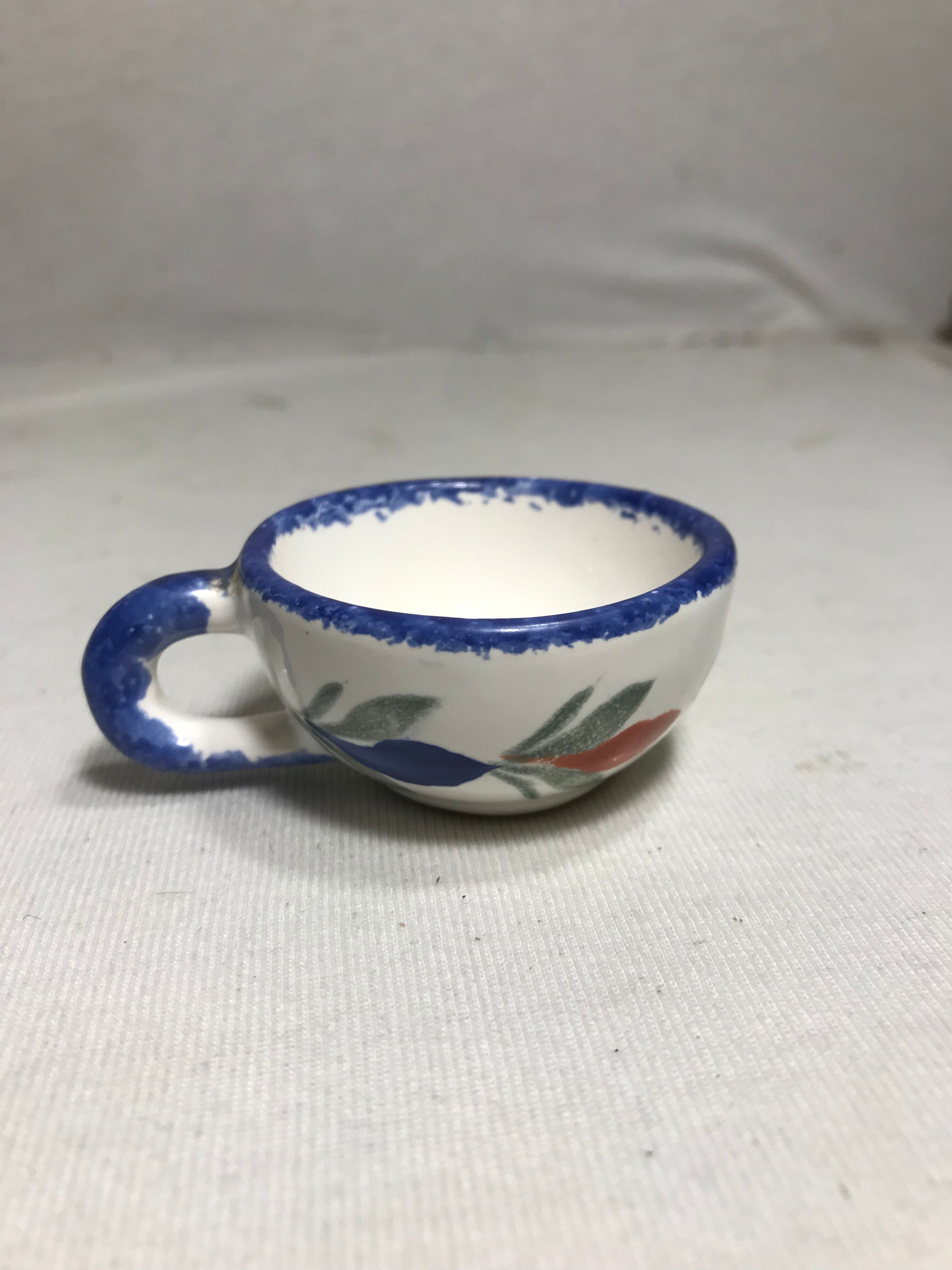 4 cups Quimper HB ceramic + drawings series painted vintage