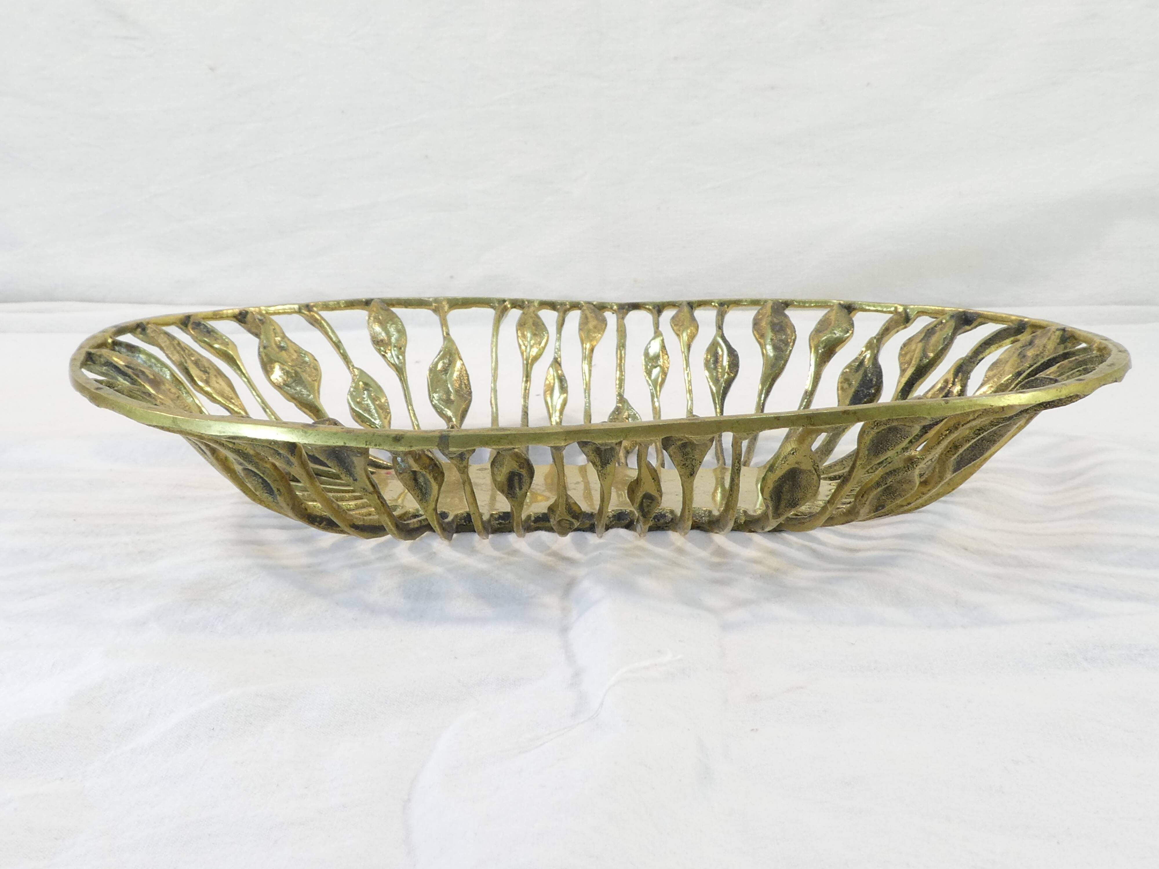 Vintage bronze fruit basket design austrian year 50