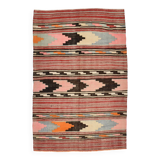 4x6 Red Pink Persian Kilim Rug, 131x196Cm