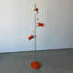 Three-spot floor lamp, Italian design, chrome and vintage orange.