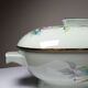 Art Deco style soup tureen with floral decoration, vintage celadon porcelain from Limoges, France.