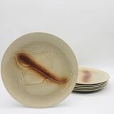 6 antique fish plates, St Amand earthenware