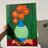 Bouquet of flowers oil on canvas signed