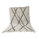 Large Beni Ouarain rug 300x200 cm in cream and black – Moroccan Berber rug