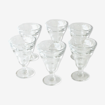 6 verres à pieds anciens de bistrot