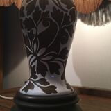 Ceramic lamp and wooden base from the 70s