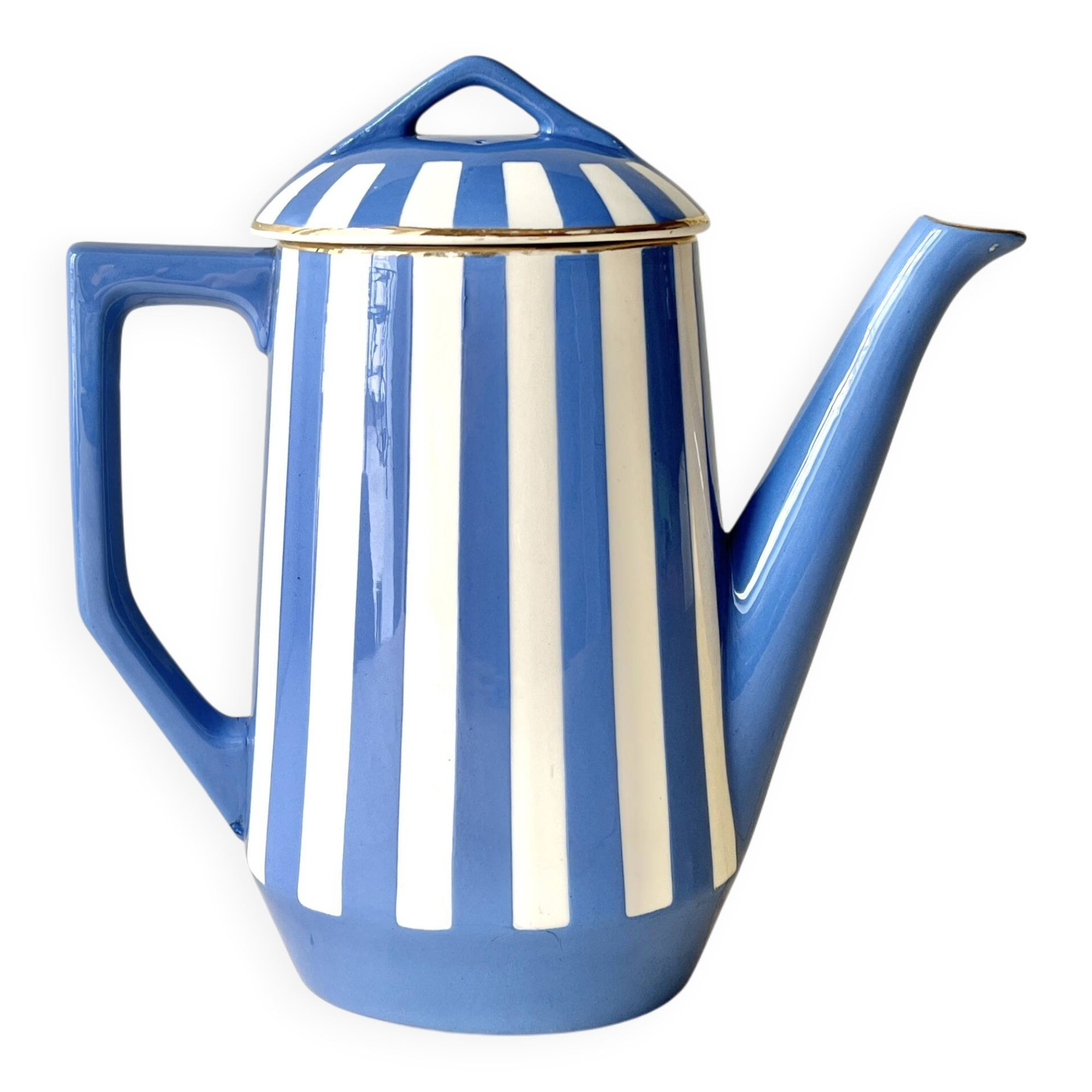 Large Fox Trott Sarreguemines coffee pot in art deco earthenware, 1930s vintage