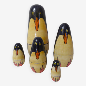 Matriochka poupées russes pingouins Folk Art vintage
