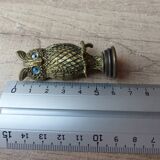 Miniature owl figurine Greece Brass Plated Bronze on Base