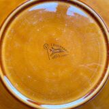 6 Vintage Longchamp amber earthenware plates, France 1970