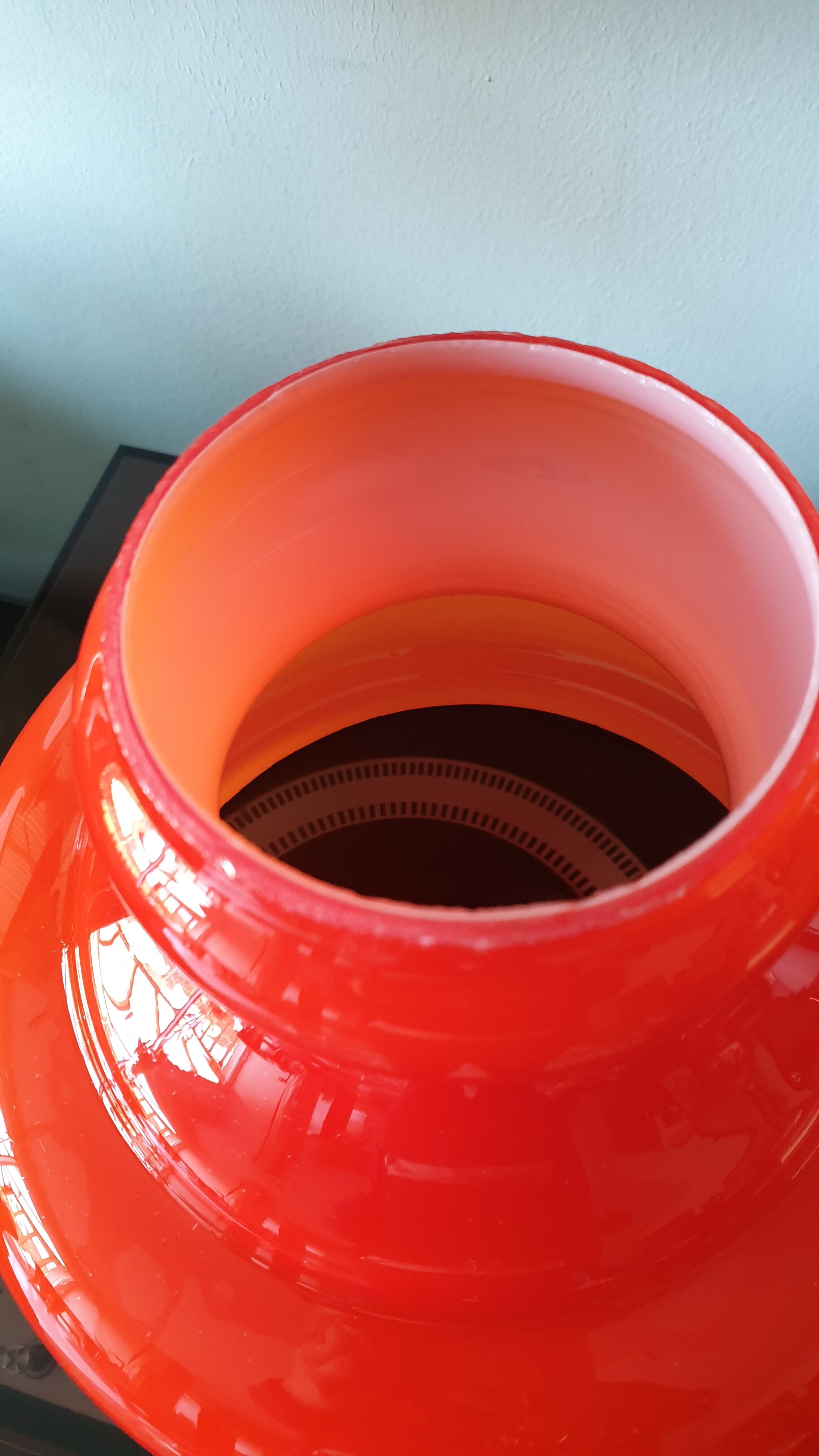 Abat jour vintage verre opaline orange 1970