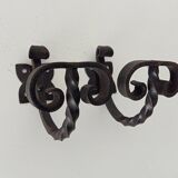Pair of antique wrought iron coat hooks
