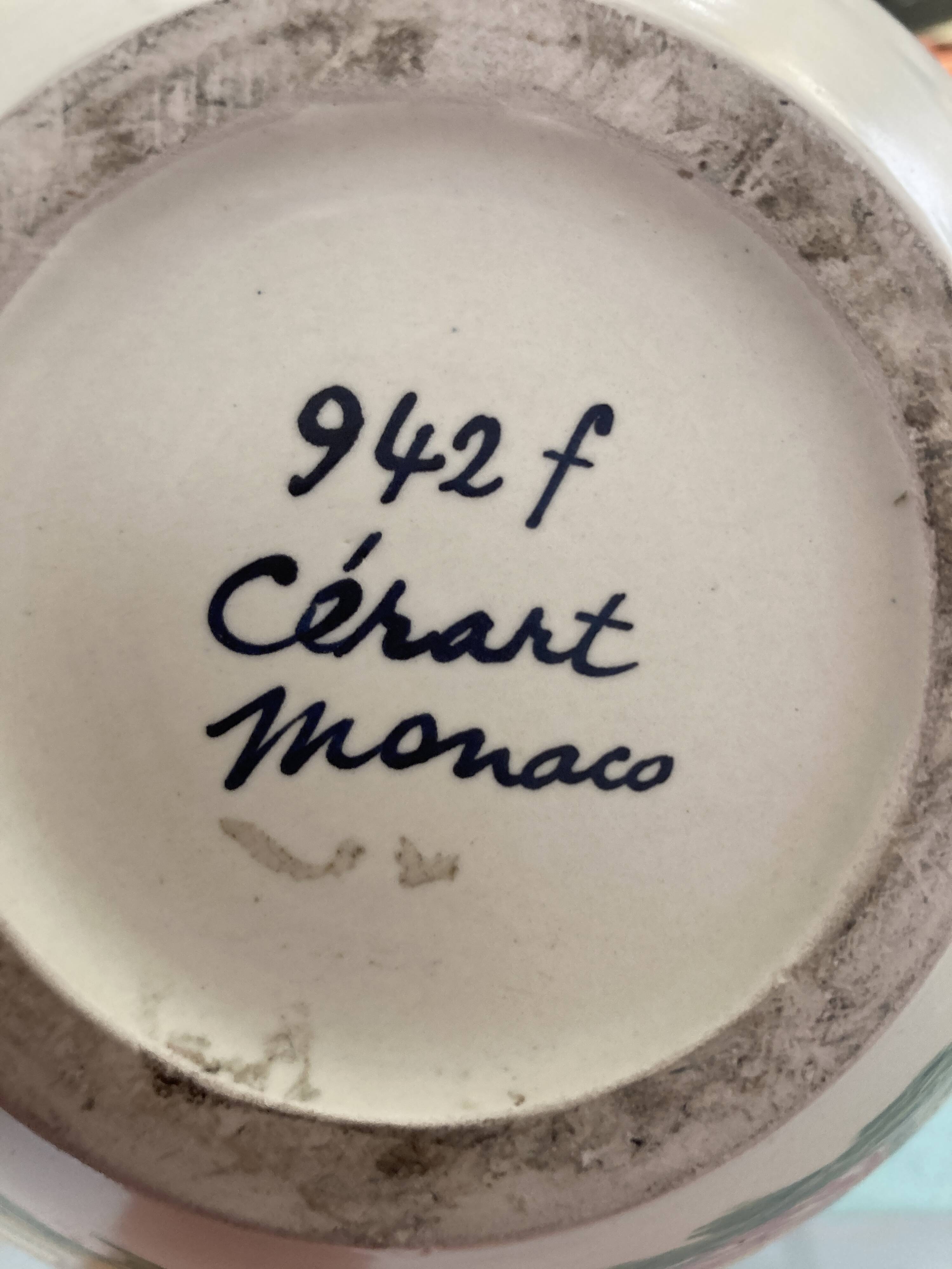Vase with an original shape signed CERART from Monaco, 1950s-60s.