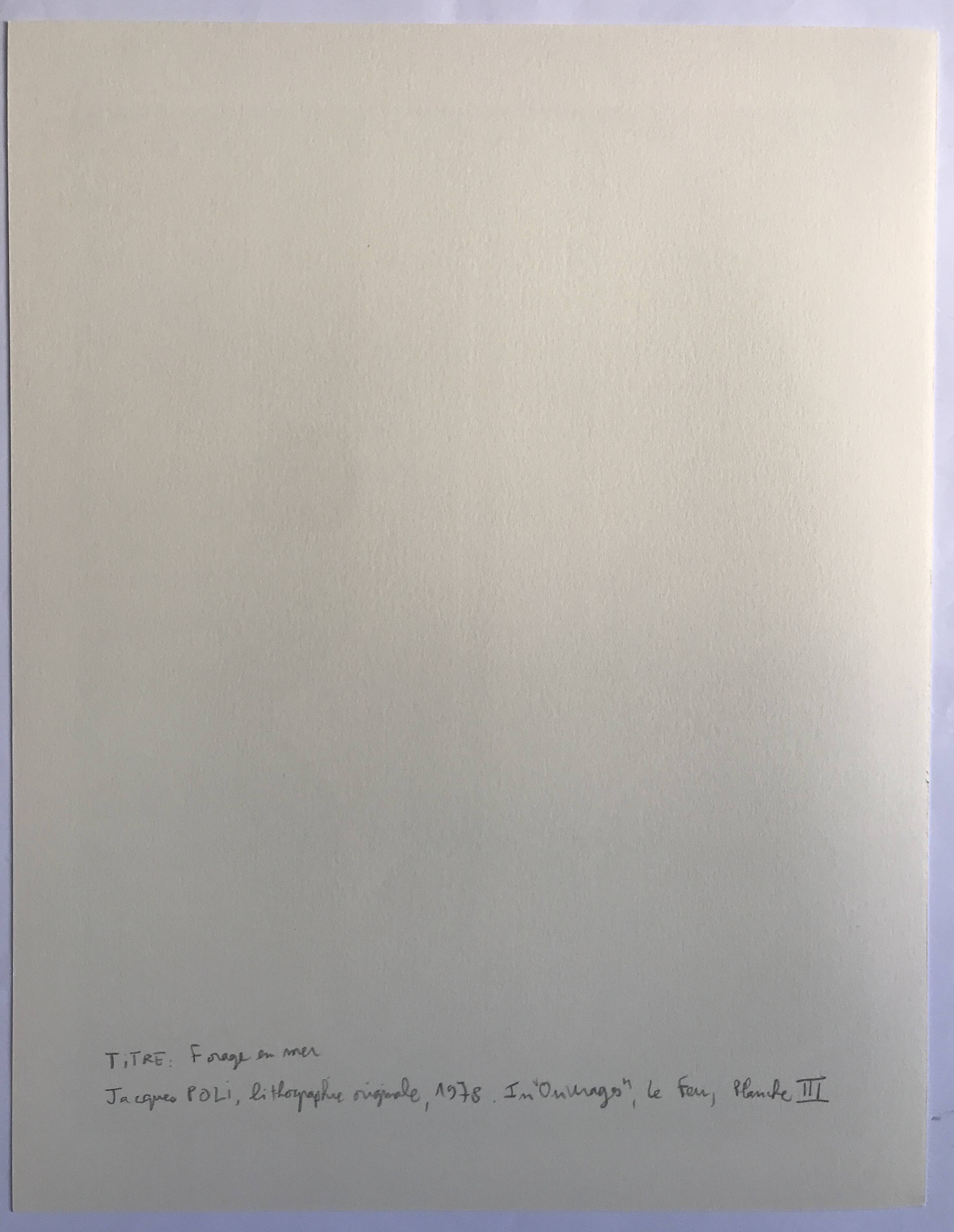 Original lithograph by Jacques Poli, Offshore Drilling, 1978