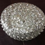 Round ceiling lamp in bubbled glass / vintage 60s-70s
