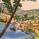 Tableau ancien paysage de Toscane daté 1989