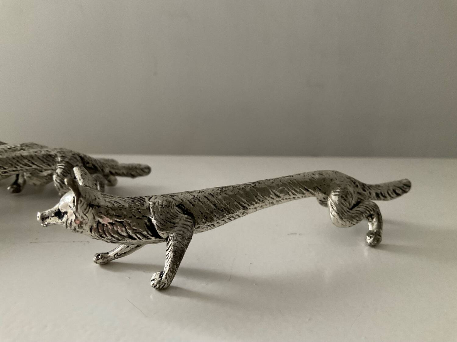 Set of 6 silver-plated fox knife rests