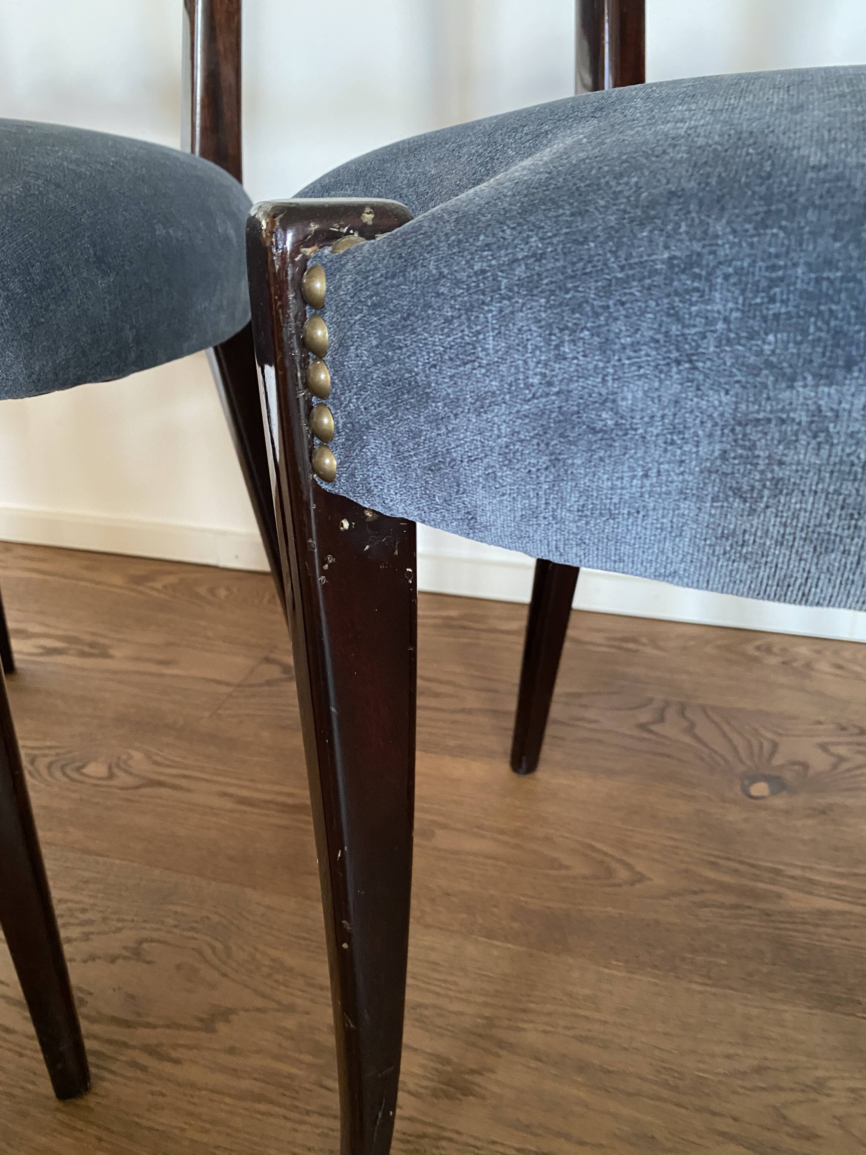 Set of four Italian Mid-Century Modern High Back dining chairs by Aldo Tura