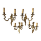 Assorted brass wall lights x4 rocaile style