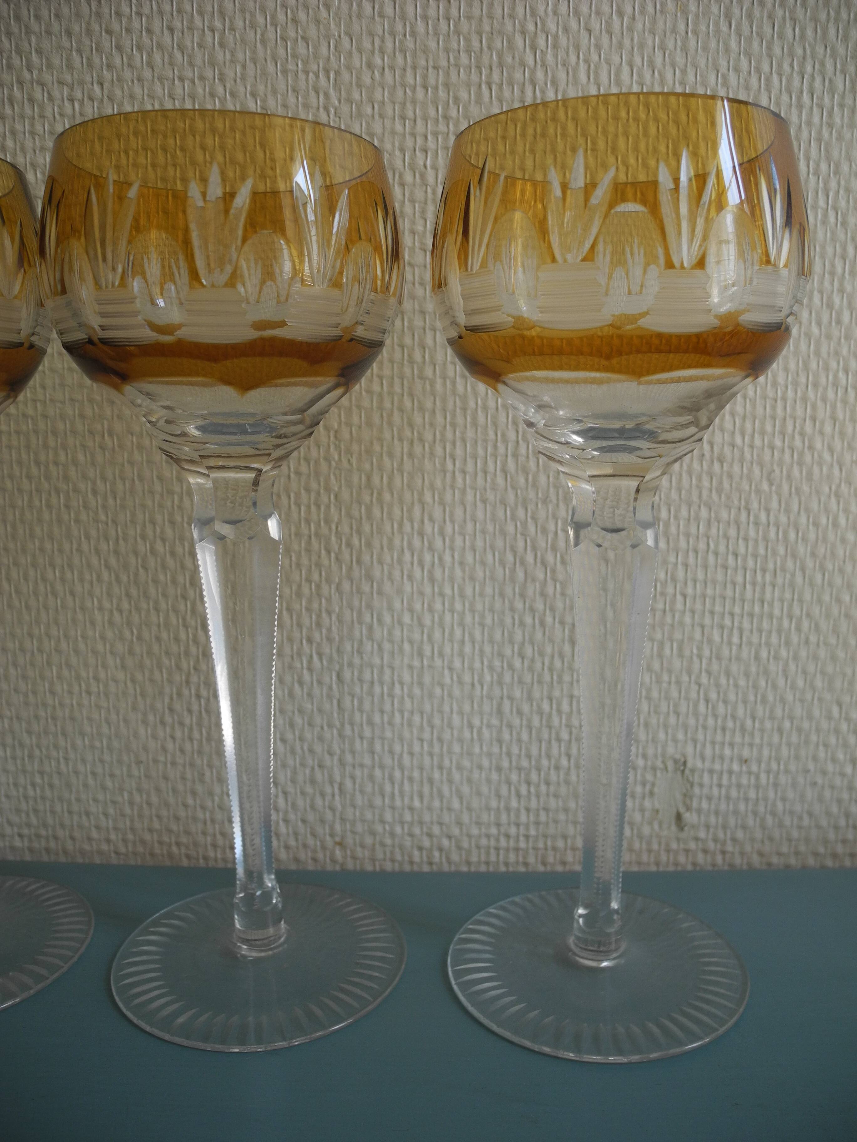 Set of 6 cut crystal wine glasses vintage crystal wine glasses