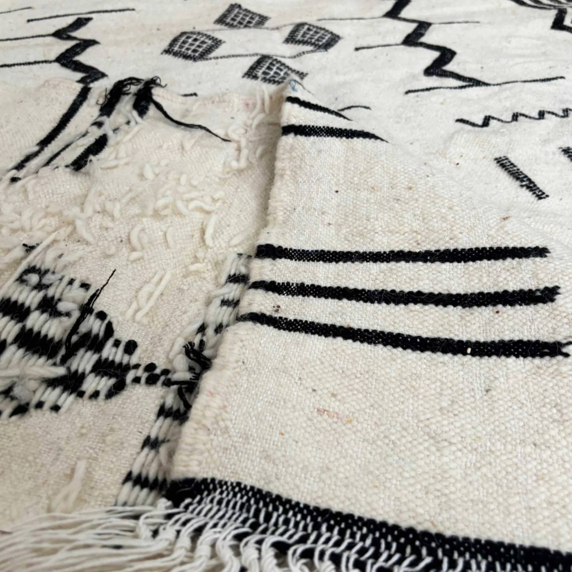 Berber kilim rug • Modern black and white