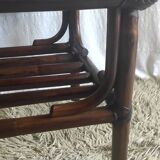 Rattan coffee table and smoked glass 60-70s