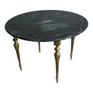 Table basse vintage en - marbre noir