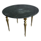 Table basse vintage en marbre noir et laiton