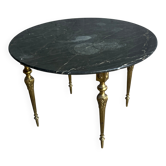 Table basse vintage en marbre noir et laiton