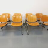 Suite of 4 vintage Giancarlo Piretti benches for Castelli in wood and aluminum